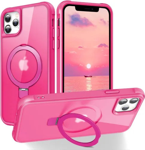 Miniatura 147 de CHAOFEnG Funda magnética compatible con iPhone 11 con soporte, prueba de caídas de grado militar, compatible con imán, anillo translúcido, parte