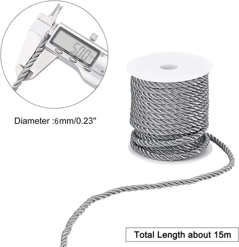 Miniatura 4 de BEL AVENIR Cuerda trenzada de 0.236 in y 16 yardas, cuerda decorativa de nailon hecha a mano para costura, manualidades, tapicería, decoración