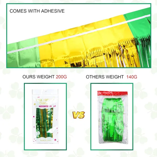 Miniatura 7 de LOLStar Paquete de 3 cortinas de flecos de papel de aluminio del día de San Patricio, decoración de fiesta del día de San Patricio, 3.3 x 6.6 pies
