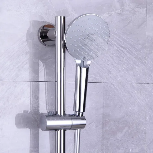 Miniatura 7 de Barra de diapositiva de ducha con tres funciones de masaje de mano cabezal de ducha ajustable SUS 304 acero inoxidable pulido D500011C Cromado