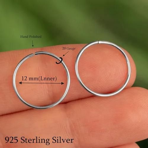 Miniatura 150 de Aretes de aro de oro de plata – Aretes de aro para mujer, dos piezas de aros de plata fina rellenos de oro, aro de hélice, anillo de tragus, aro