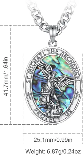 Miniatura 75 de CELESTIA Medallas de plata de ley 925 San Miguel/San Cristóbal/San Benito/San Gabriel/Virgen María/Jesús/Caravaca/Metatrón/Sello de los Siete