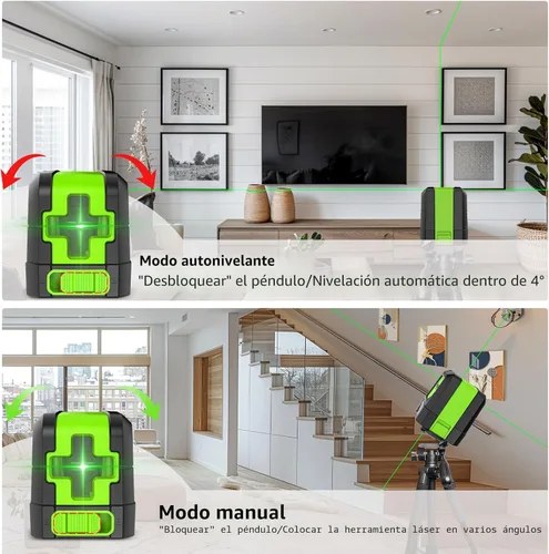 Miniatura 5 de Huepar - Nivel láser, láser de línea cruzada verde autonivelante de 100 pies para colgar fotos, azulejos, decoración y construcción de bricolaje