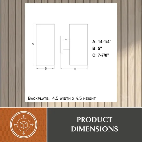 Miniatura 6 de VAXCEL Chiasso - Lámpara moderna para porche al aire libre, 5 pulgadas de ancho x 14.25 pulgadas de alto, aplique de pared cilíndrica negra con 2
