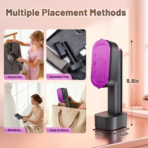 Miniatura 7 de Vaporizador para ropa, vaporizador de ropa 2 en 1 de mano, plancha de viaje, plancha de vapor de 6 niveles de 1200 W con pantalla LED, calentamiento