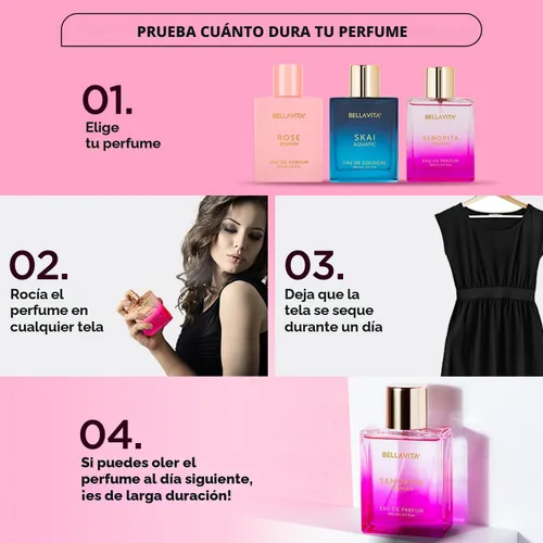Miniatura 8 de Bella Vita Luxury SENORITA Perfume para Mujeres (3.4 fl.oz) Fragancia Floral y Afrutada con Granada, Menta y Almizcle Notas de Yuzu y Loto