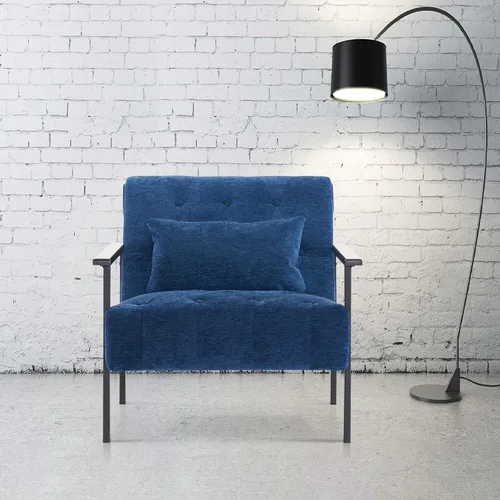 Miniatura 2 de MCombo Sillones decorativos modernos, sillón tapizado de felpilla, silla ergonómica para sala de estar HQ417 (1, azul oscuro)