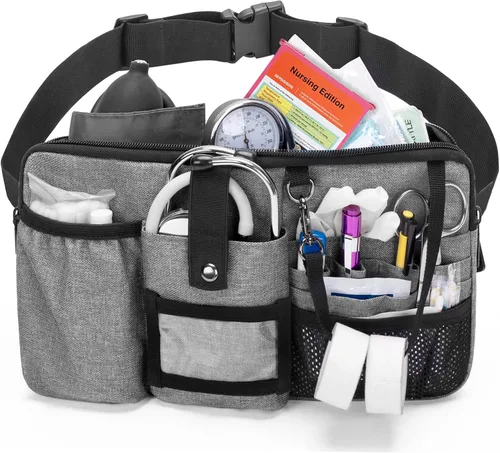 Miniatura 9 de Trunab Riñonera para enfermera, cinturón organizador de enfermería con correa de cintura ajustable, bolsa de cintura para suministros médicos