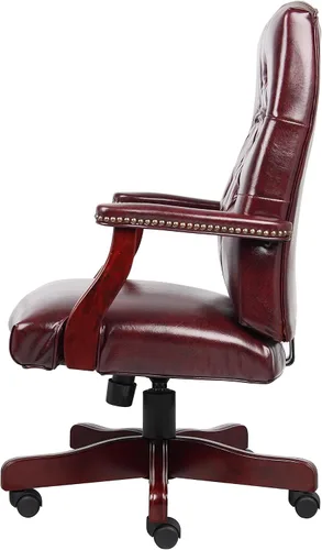 Miniatura 6 de Scranton & Co Silla ejecutiva de respaldo alto, piel sintética, rojo sangre de buey, 27 pulgadas de ancho x 28 pulgadas de profundidad x 43-46.5