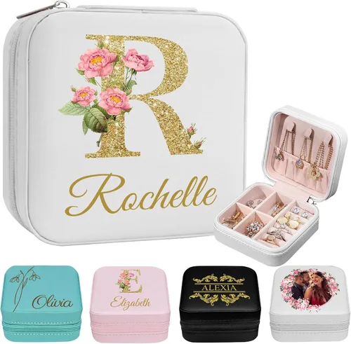 Miniatura 14 de Joyero de viaje personalizado para mujer, foto personalizada, nombre, logotipo, joyero, regalo de dama de honor, boda, cumpleaños