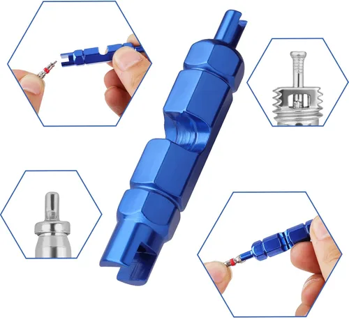 Miniatura 3 de Savita Kit de bicicleta con núcleo de válvula, núcleo de válvula de acero inoxidable para neumáticos, herramienta de extracción de núcleos