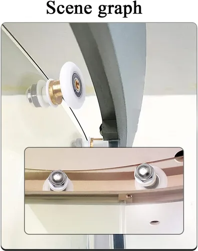 Miniatura 7 de Hahiyo Ruedas para puerta de ducha de latón de 0.787 in de diámetro con tornillos de acero inoxidable, rodillos de nailon duradero, rodamientos