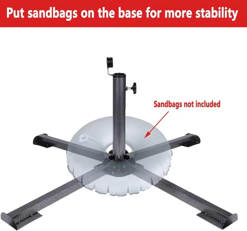 Miniatura 4 de Soporte de anclaje plegable para patio, ajustable, portátil, anclaje de playa, hierro templado, resistente, soporte para sombrilla de patio al aire