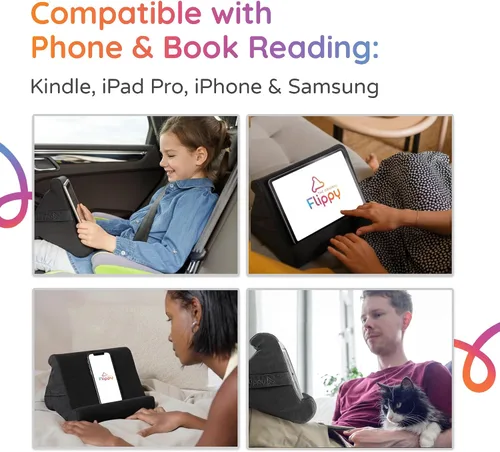 Miniatura 3 de Flippy Soporte de almohada original para tableta y soporte para iPad, regalo para amantes de los libros y lectores, soporte multiángulo con Smokey