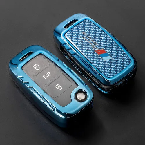 Miniatura 32 de Funda para llavero BMW con llavero, fibra de carbono real, protección de aleación de zinc, compatible con BMW 1 3 4 5 6 7 Series X1 X3 X4 M5 M6 GT3