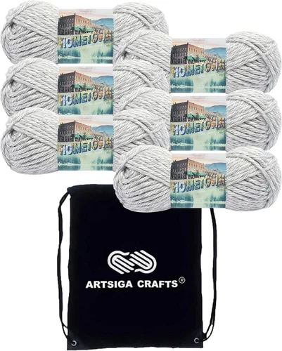 Miniatura 34 de Lion Brand Hometown New York White 135-100 (3 madejas - mismo lote de tinte) #6 S Bulky - Hila acrílica para crochet y tejer con bolsa para proyectos