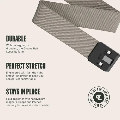 Miniatura 3 de Groove Life - Cinturón de nailon elástico para hombre con hebilla magnética de aluminio