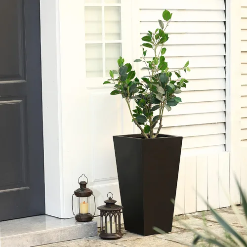 Miniatura 6 de LuxenHome - Macetas altas para plantas de interior, macetas cónicas negras para plantas de exterior, macetas de 18.5 pulgadas para exteriores e