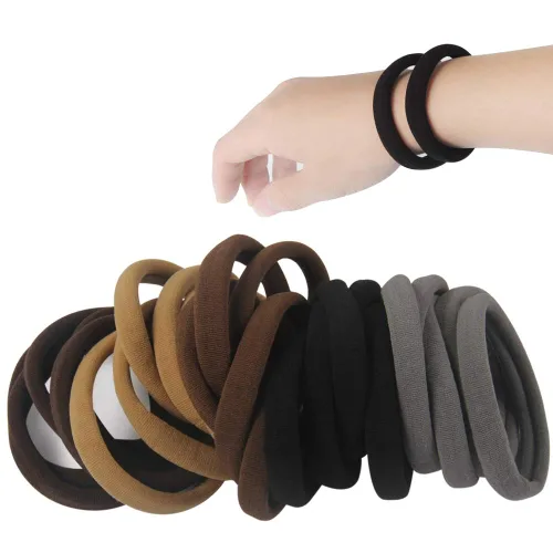 20 piezas de ligas gruesas sin costuras para cabello rizado, pesado y largo, elásticos color marrón para mujeres, hombres y niñas, sujetadores