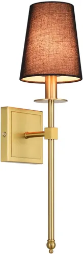 Miniatura 2 de XiNBEi Lighting Apliques de Pared Juego de 2, Iluminación de Aplique de Latón Cepillado Cableado con Pantalla de Tela Negra Lámpara de Montaje