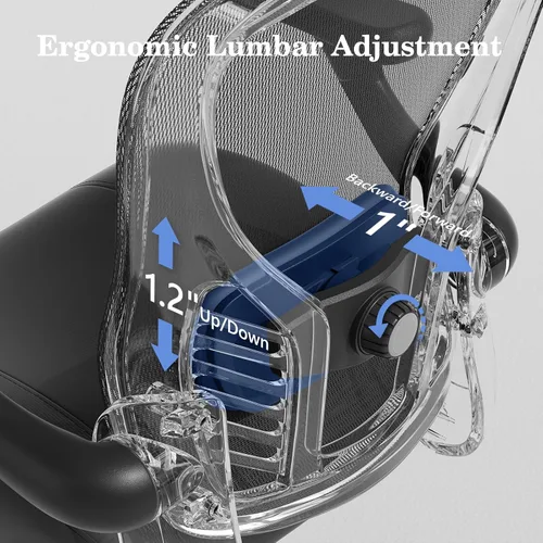 Miniatura 6 de GYI Silla de oficina ergonómica con cojín de espuma viscoelástica, silla de oficina grande y alta, asiento grueso de 4.7 pulgadas, silla