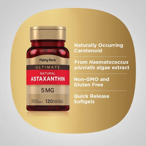 Miniatura 4 de Piping Rock Suplementos de astaxantina de 5 mg 120 cápsulas blandas Sin OMG, sin gluten