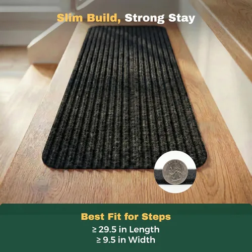 Miniatura 7 de MBIGM Alfombra antideslizante para peldaños de 30 x 30 pulgadas, alfombra de seguridad antideslizante y resistente al deslizamiento, color negro