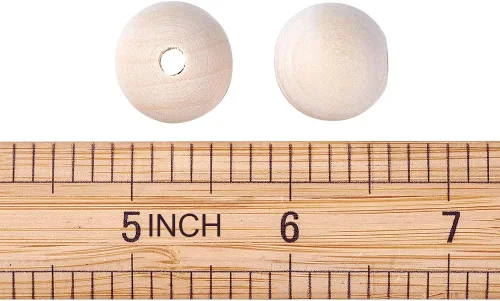 Miniatura 6 de Mega Pet 50 cuentas espaciadoras de madera natural sin terminar de 0.394 in (0.4 pulgadas), bolas redondas de madera sueltas para manualidades