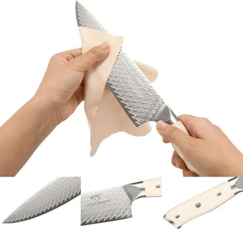 Miniatura 3 de NANFANG BROTHERS Juego de cuchillos de Damasco, 10 piezas para cocina con bloque, juego de cuchillos de cocina con bloque, mango ergonómico ABS
