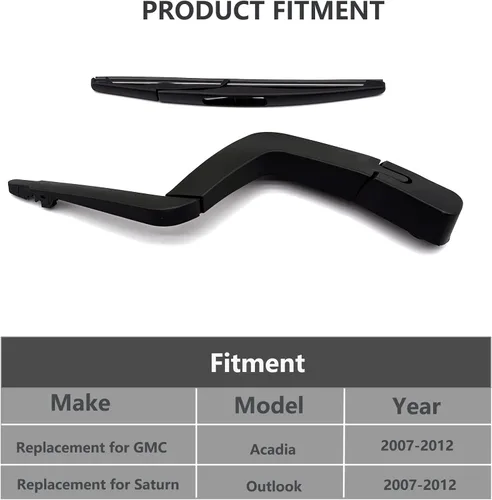 Miniatura 2 de Repuesto para GMC Acadia y Saturn Outlook 2007-2012 - Brazo y hoja del limpiaparabrisas trasero, repuesto de fábrica para GM 15276248 15276259