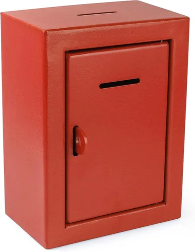 Miniatura 11 de Caja de metal para colección benéfica segura con ranura y montaje en pared, caja de caída de 8.5 x 6.5 x 4 pulgadas para el hogar y la oficina Blanco
