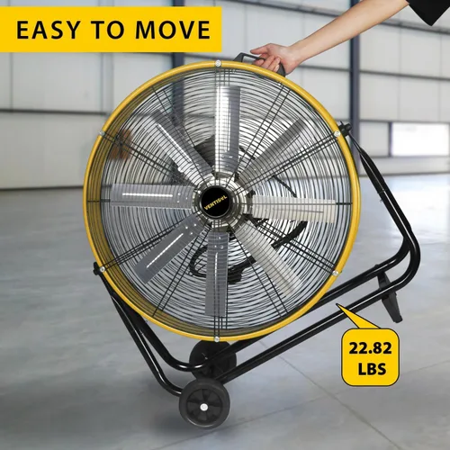 Miniatura 5 de VENTISOL Ventilador de tambor industrial de alta velocidad de 24 pulgadas, ventiladores de metal resistente, 8 cuchillas, 3 velocidades, 8600 CFM