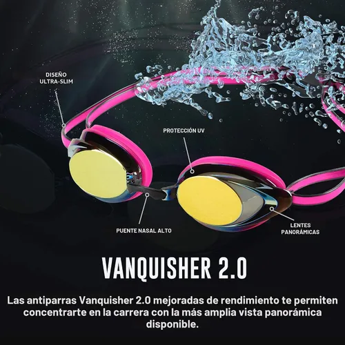 Miniatura 7 de Speedo Gafas de natación para mujer Vanquisher 3.0 con espejo Antiempaña, protección UV, lente ocular 360, ajuste para carreras de mujer Azul