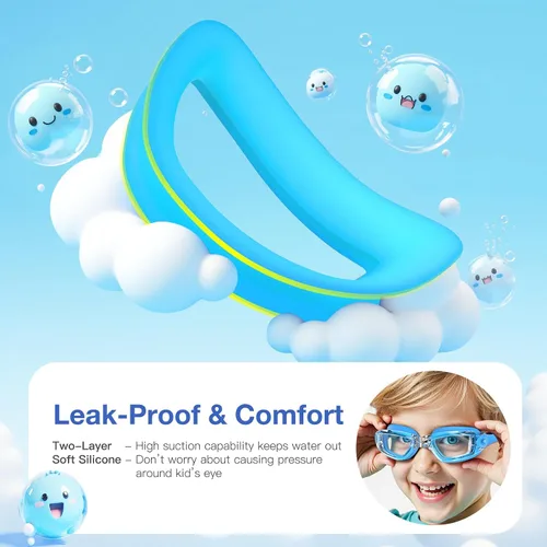 Miniatura 6 de Braylin Gafas de natación para niños, paquete de 2 gafas de natación para niños, adolescentes, niños o niñas, gafas de natación para piscina