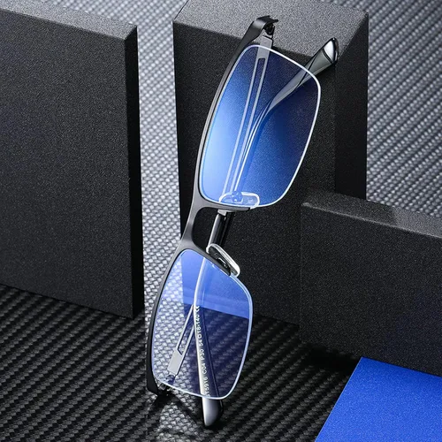 Miniatura 5 de laureles /Gafas de transición para hombre, gafas de lectura fotocromáticas cuadradas de metal con medio marco gris Negro