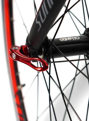 Miniatura 5 de Chooee Juego de brochetas de liberación rápida delantera y trasera para bicicleta de montaña o bicicleta de carretera (rojo/negro)