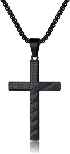Ursteel Collar de cruz para hombre, oro de 18 quilates, plata negra, bandera americana, acero inoxidable, collar con colgante de cruz para hombres,