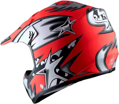 Miniatura 4 de WOW Youth Kids Motocross BMX MX ATV Dirt Bike Moutain Helmet Storm Black Estrella Matt Red