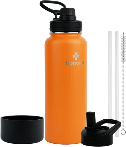Miniatura 11 de Botella de agua aislada de 64 onzas con tapa de popote y tapa de boquilla, jarra de agua de medio galón de acero inoxidable con mango de paracord