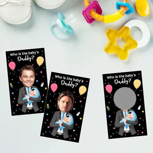 Miniatura 4 de Ggjgrpx Juegos Divertidos de Baby Shower Tarjetas para Rascar, Adivina Papá Tarjeta de Lotería para Rascar Tarjetas de Rifa Juego, Ideas de Juego