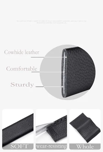 Miniatura 5 de VANNANBA Leather ratchet Belts for Men Automatic Buckle Casual Work Dress Belt with Gift Box