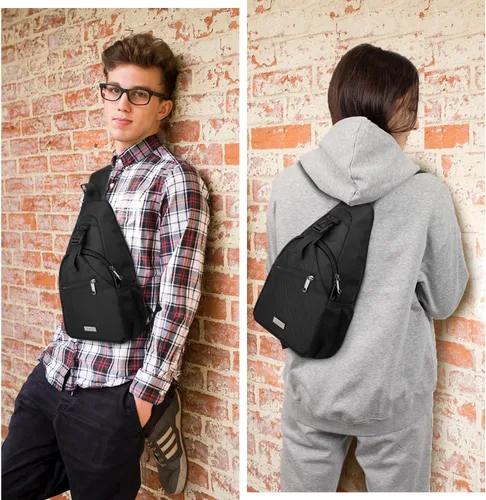 Miniatura 6 de AMJ Bolso bandolera para hombres y mujeres, mochila de hombro casual, mochila de pecho para senderismo y viajes