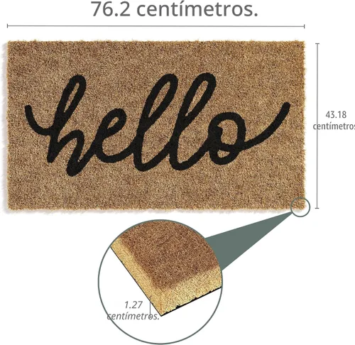 Miniatura 3 de Barnyard Designs Felpudo de Bienvenida para Exteriores, Tapete Grande de Entrada para Puerta Delantera, Marrón (Hello, 30x17 pulgadas)