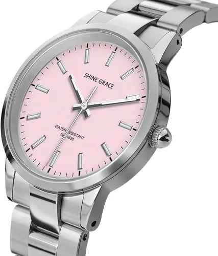 Miniatura 4 de SHINE GRACE Relojes de lujo luminosos clásicos para mujer, reloj de pulsera acentuado con cristal de primera calidad