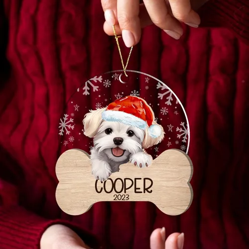 Miniatura 15 de Nazenti American Pit Bull Terrier Adorno de Navidad, adorno de perro fotográfico, adorno de perro personalizado, adornos de fotos de madera