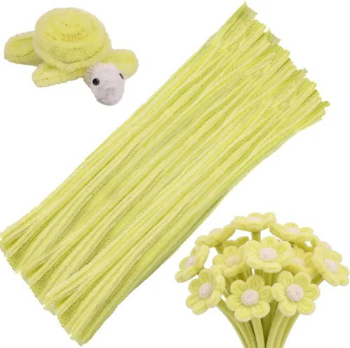 Miniatura 10 de 100 piezas de limpiadores de tuberías para manualidades, limpiador de tuberías de felpilla, limpiador de tuberías verde claro, suministros