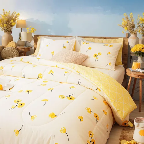 Miniatura 2 de Bedorm - Juego de edredón floral amarillo