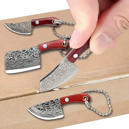 Miniatura 5 de Juego de cuchillos de bolsillo de Damasco Mini Chef Tiny Cleaver para abridor de paquetes Cortador de caja - de 4