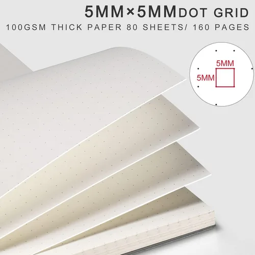 Miniatura 2 de AHGXG Paquete de 3 cuadernos en espiral, diario A5 con cuadrícula de puntos gruesos de 3.53 oz/m², tapa dura transparente, 80 hojas, para diario