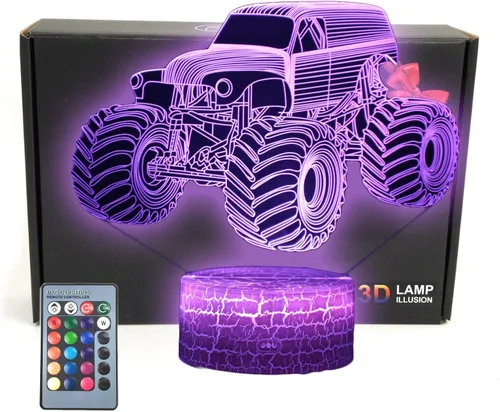 Luz nocturna 3D para camión con control remoto, lámpara de ilusión LED de 16 colores, decoración de mesa de vehículo de automóvil, luz nocturna de